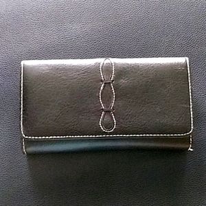 Solid Black wallet with white embroidery